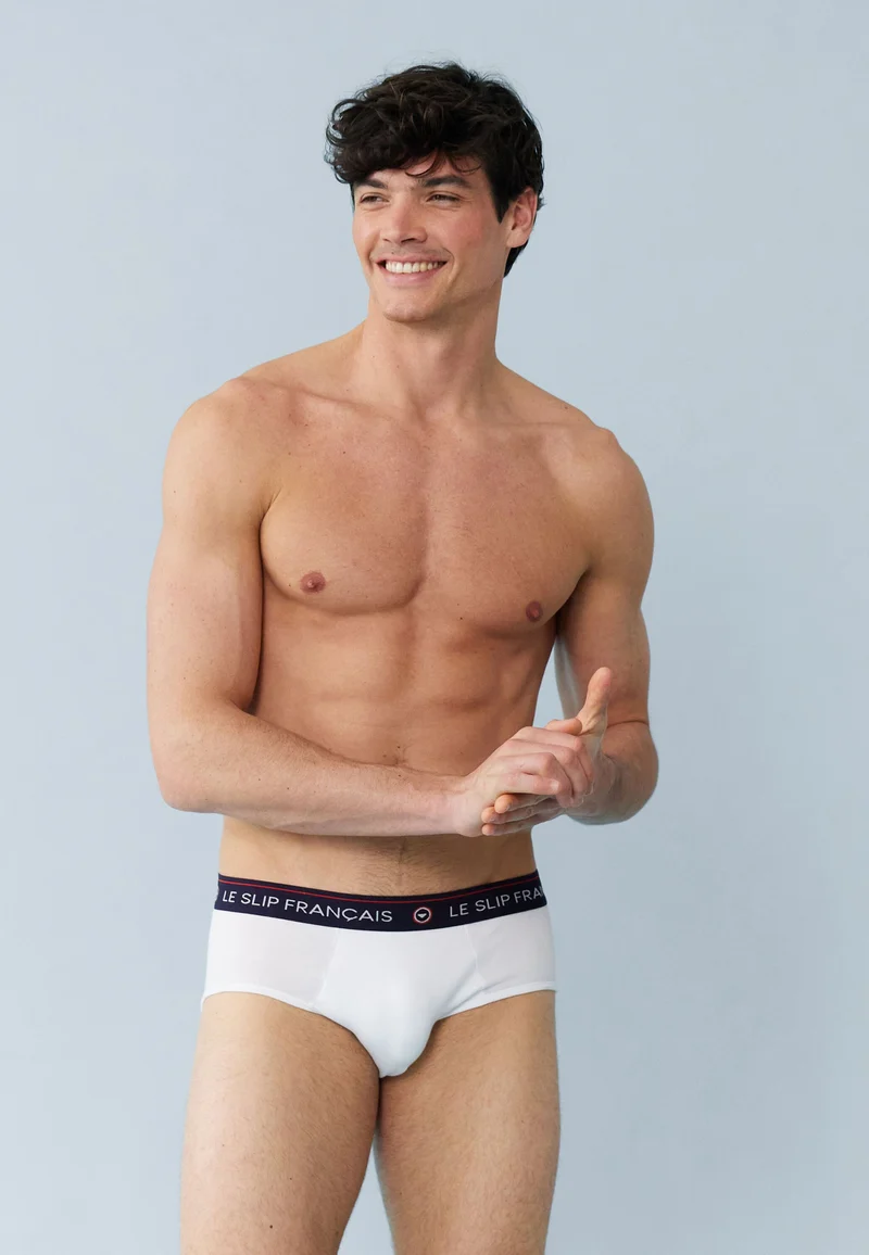 Lot de 7 slips en coton - Slips Marine Blanc Rouge Cerise Noir Gris Chiné Bleu Jean Marinière
