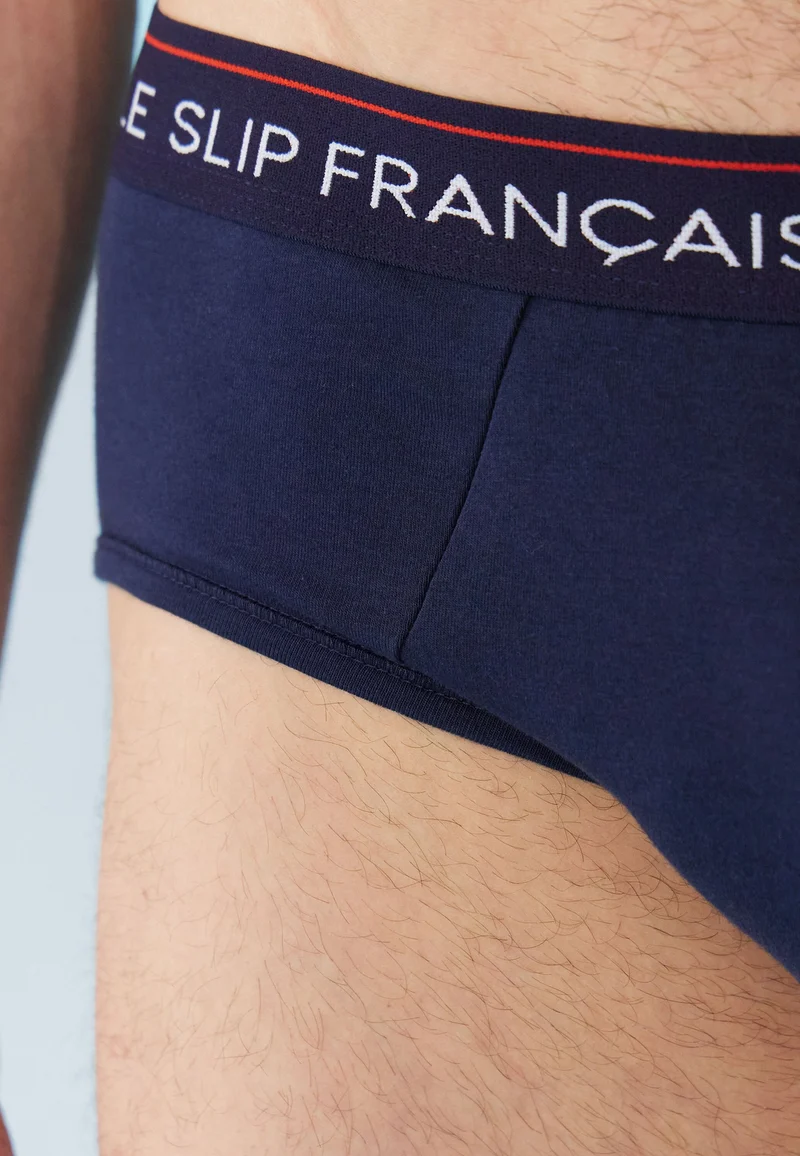 Lot de 4 slips en coton - Slips Bleu Marine Gris Chiné Rouge Noir