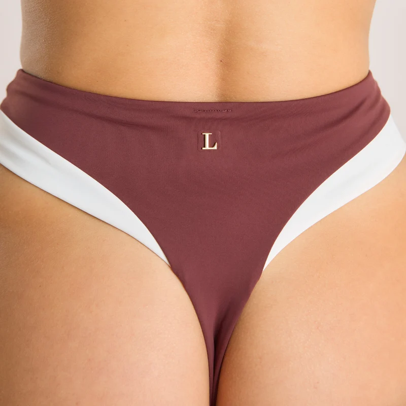 String de Bikini Taille Haute Monaco - Prune
