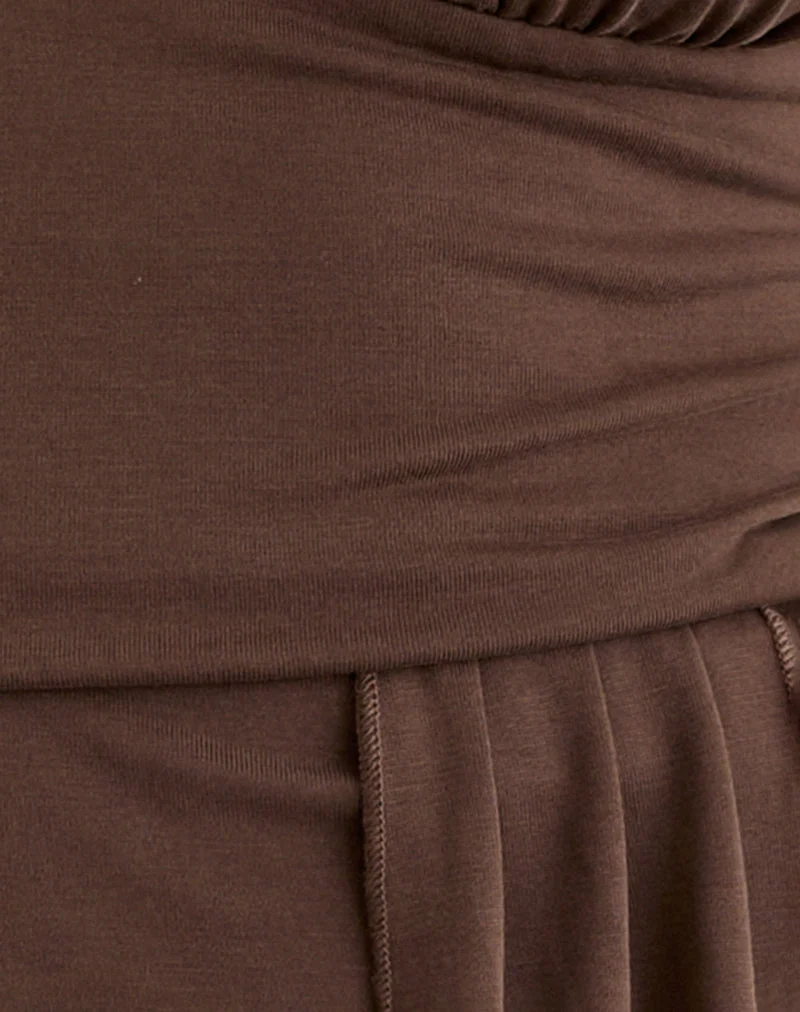 Prilla Halterneck Top in Cupro Dark Brown