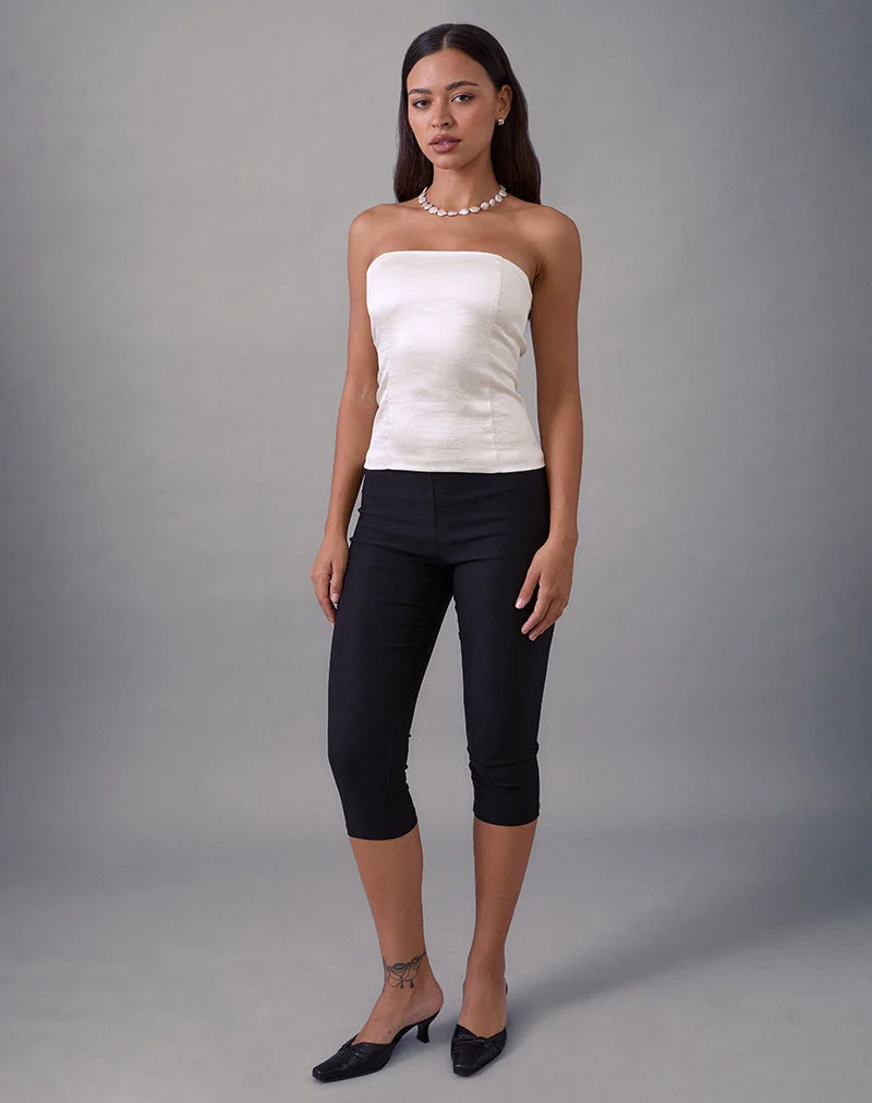Ayaka - Top corset à lacets en satin jacquard ivoire