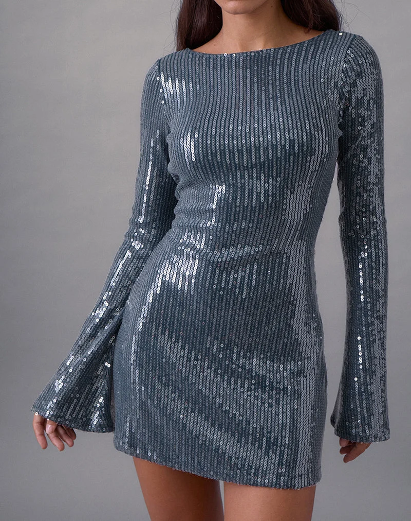 Kimberly Mini Robe en paillettes Dark Teal