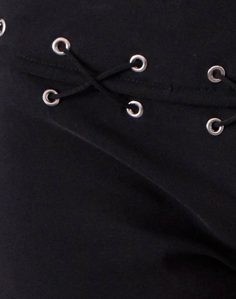 Linaya Lace Up Hot Pant en Tailoring Black