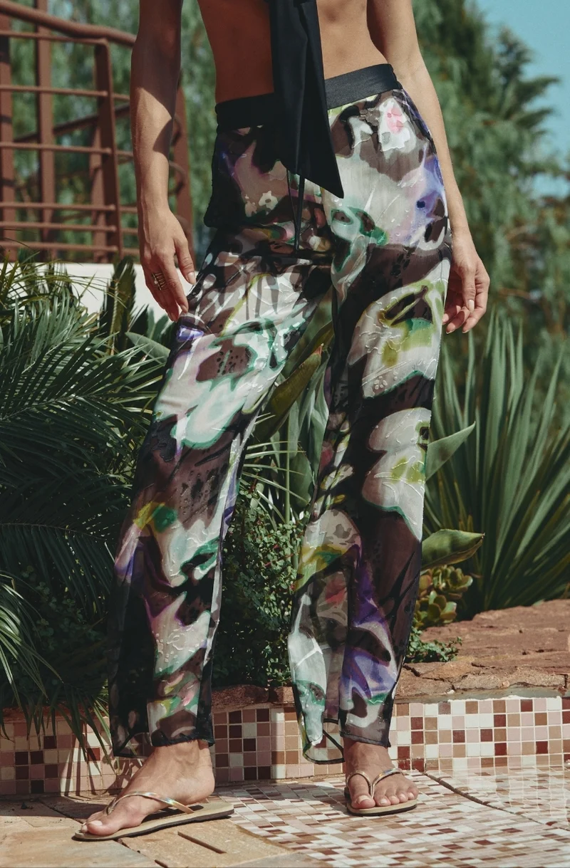 Pantalon en mousseline imprimée Cassiopée