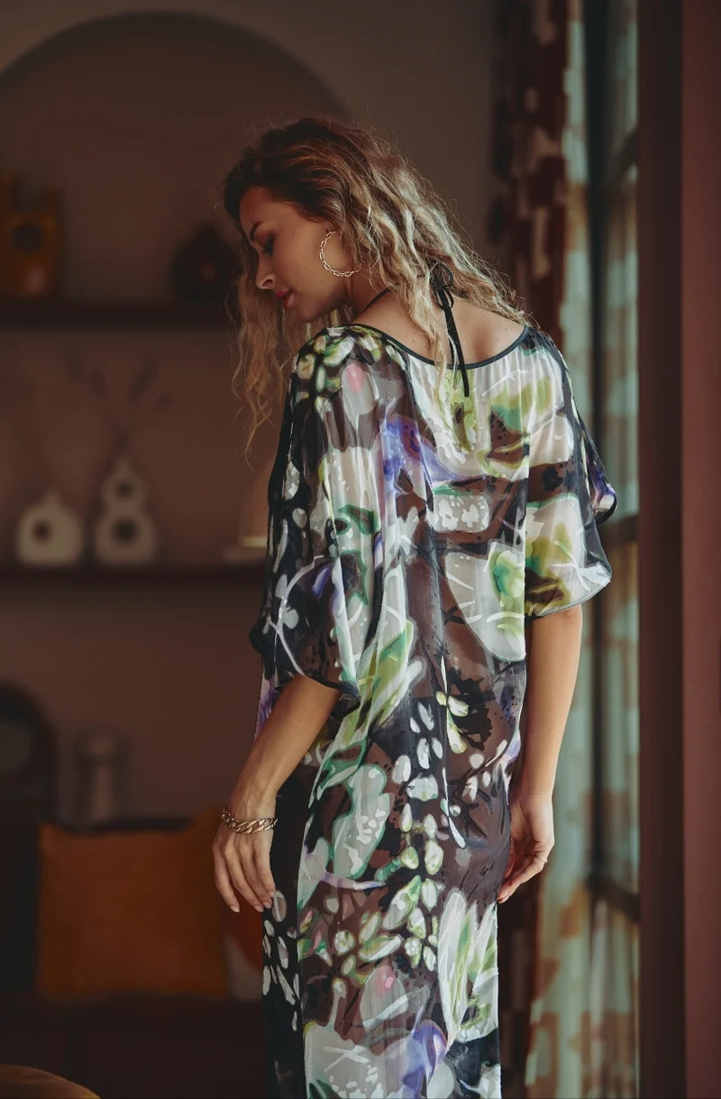 Robe longue en mousseline imprimée Cassiopée