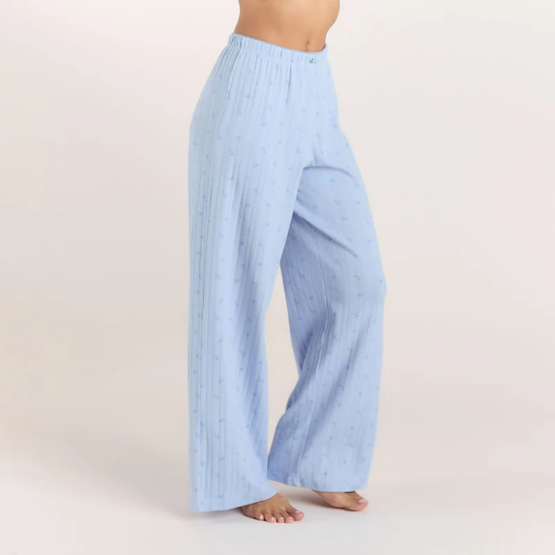 Pantalon de Pyjama en Pointelle - Bleu Floral