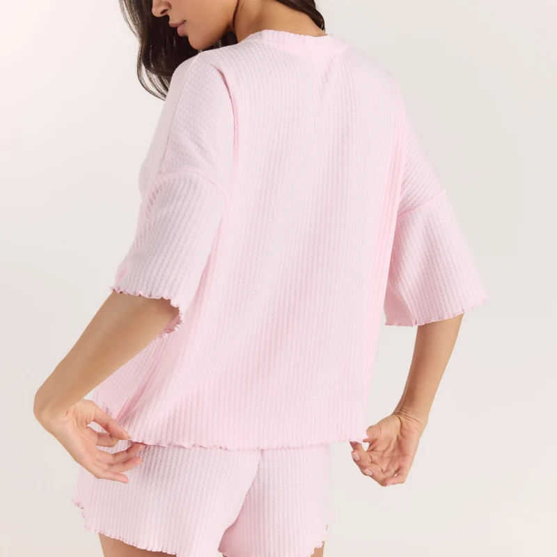 Haut de Pyjama Soft Waffle - Rose