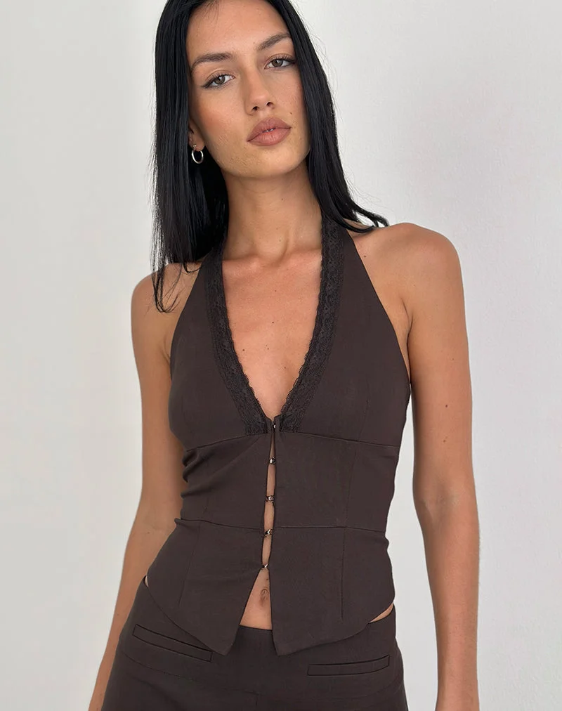 Ronin Top in Lace Tailoring Brown
