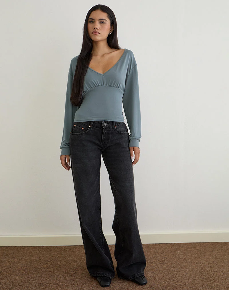 Top Romari, bleu cendré