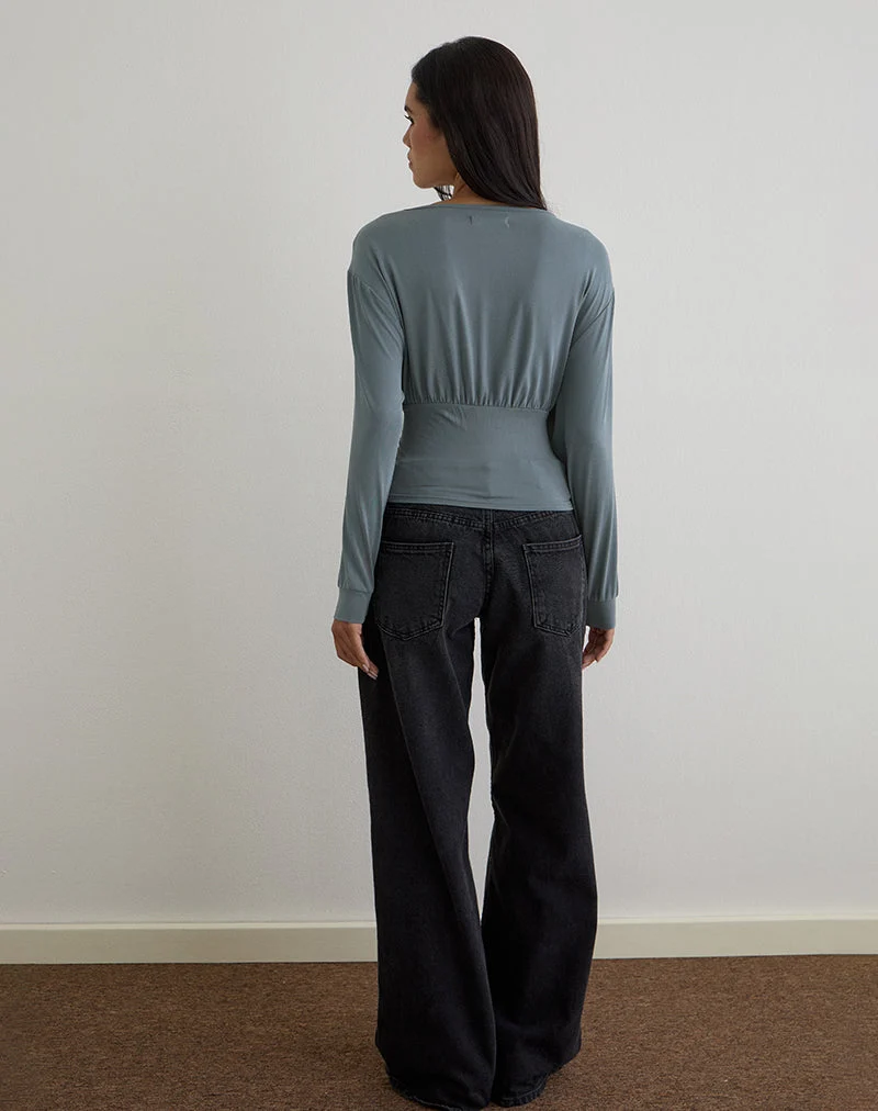 Top Romari, bleu cendré
