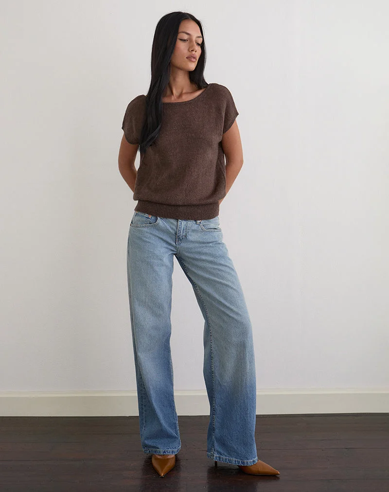 Haut à dos échancré Sinda en tricot chocolat foncé