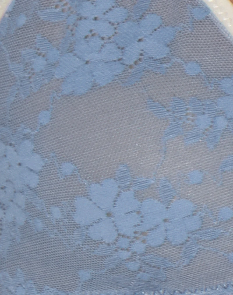 Soutien-gorge Lakara en maille bleue avec bordures ivoire