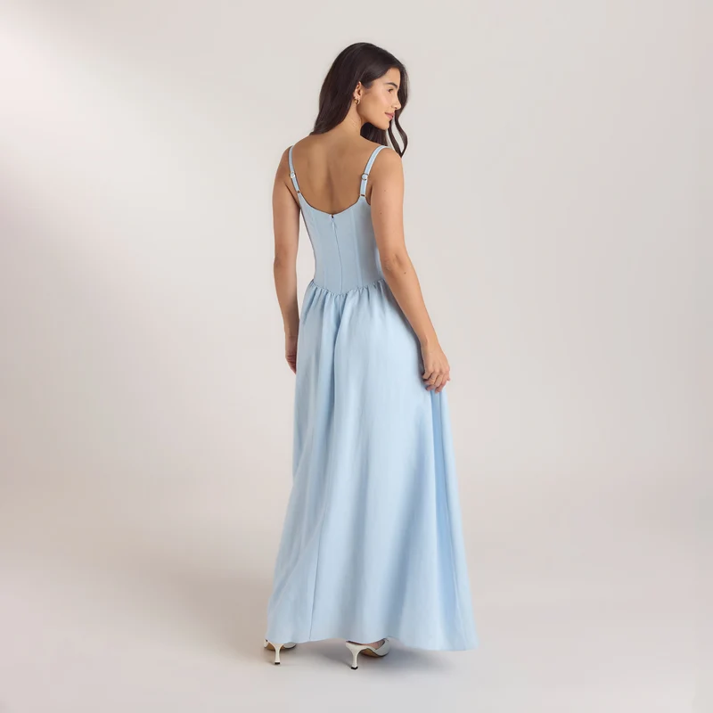 Robe Maxi Corset - Bleu