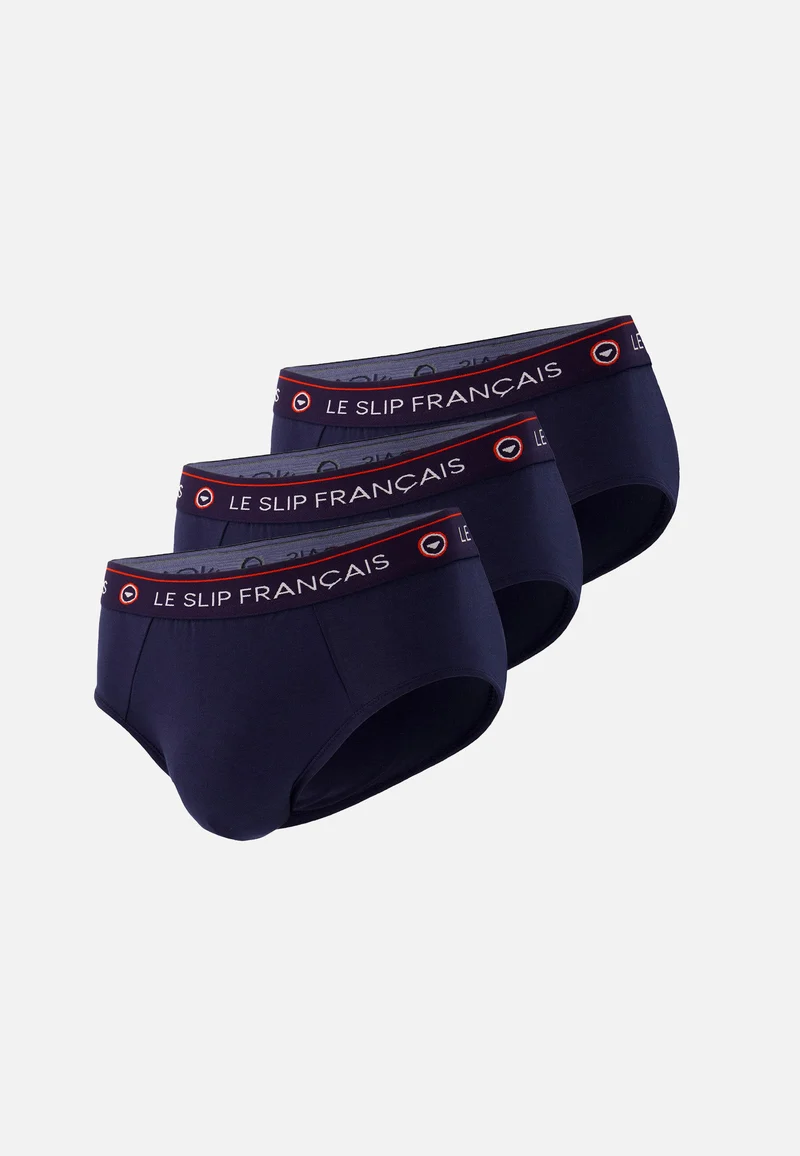 Lot de 3 slips bleu marine en coton - Slips Bleu Marine