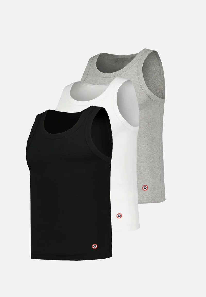 Lot de 3 débardeurs en coton - Débardeurs Fulminant Gris Chiné Noir Blanc