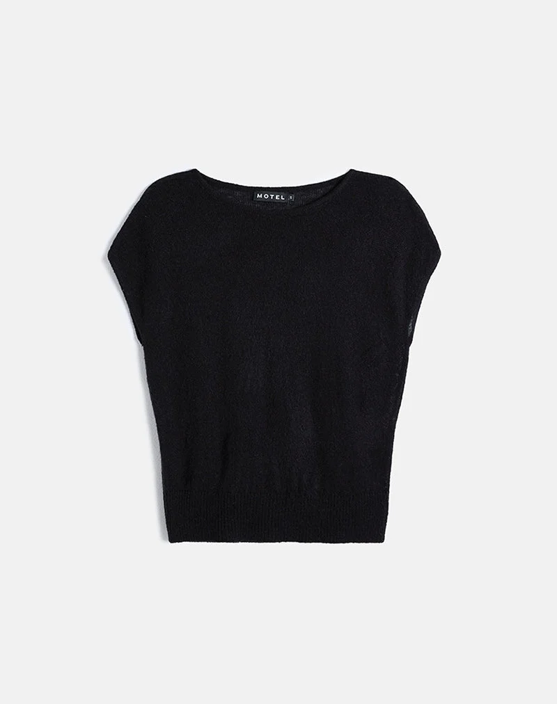Sorin - Top à ceinture profonde en tricot noir