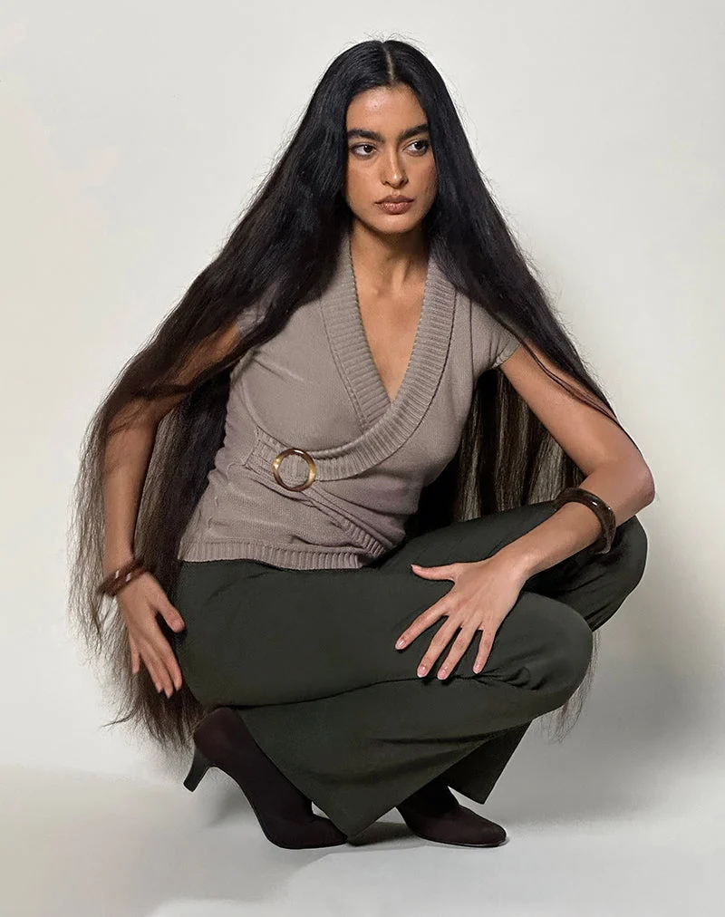 Haut Malya avec boucle en tricot taupe