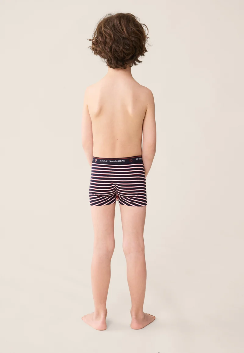 Boxer enfant à rayures tricolores en coton - Petit Joseph Rayure Tricolore