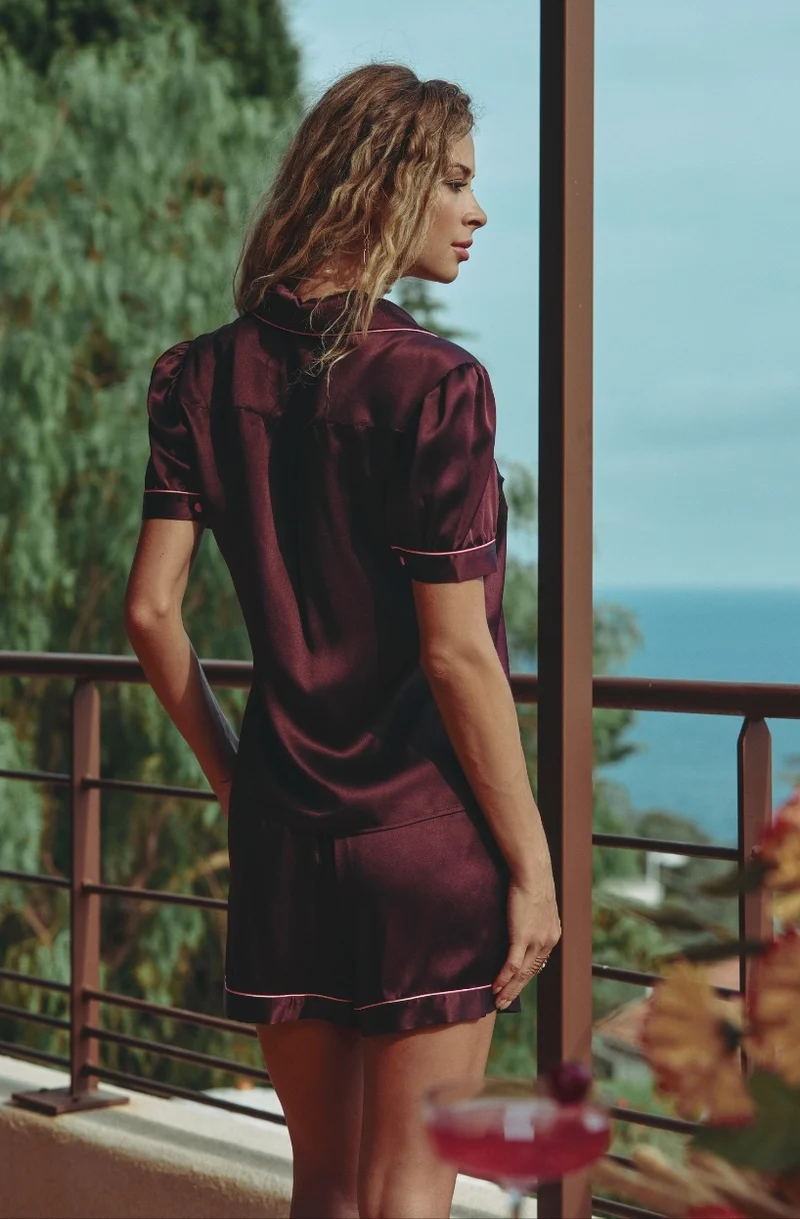 Pyjama court en soie Calista