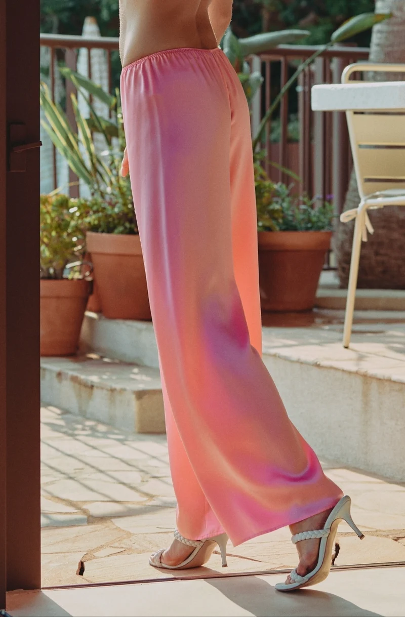 Pantalon Calista en soie rose