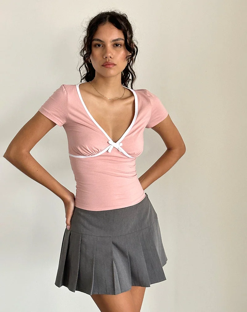 Tasina Top in Pink Lady with White Binding (en anglais)