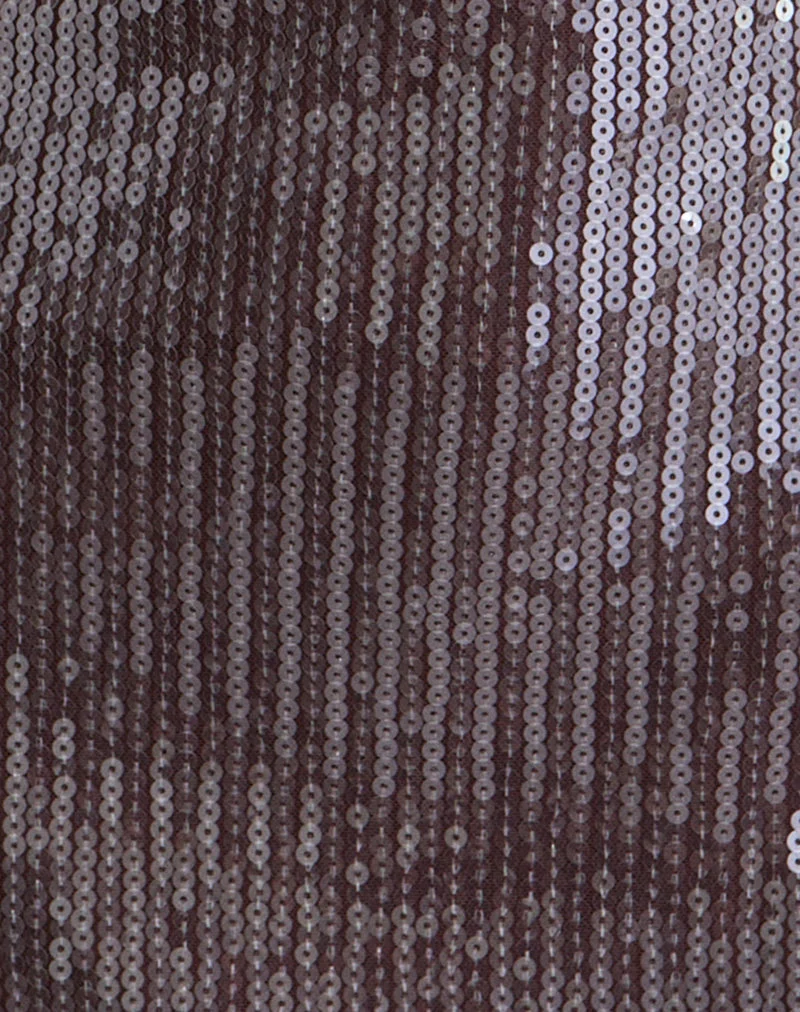 Hepasi Robe dos nu en paillettes transparentes teintées marron