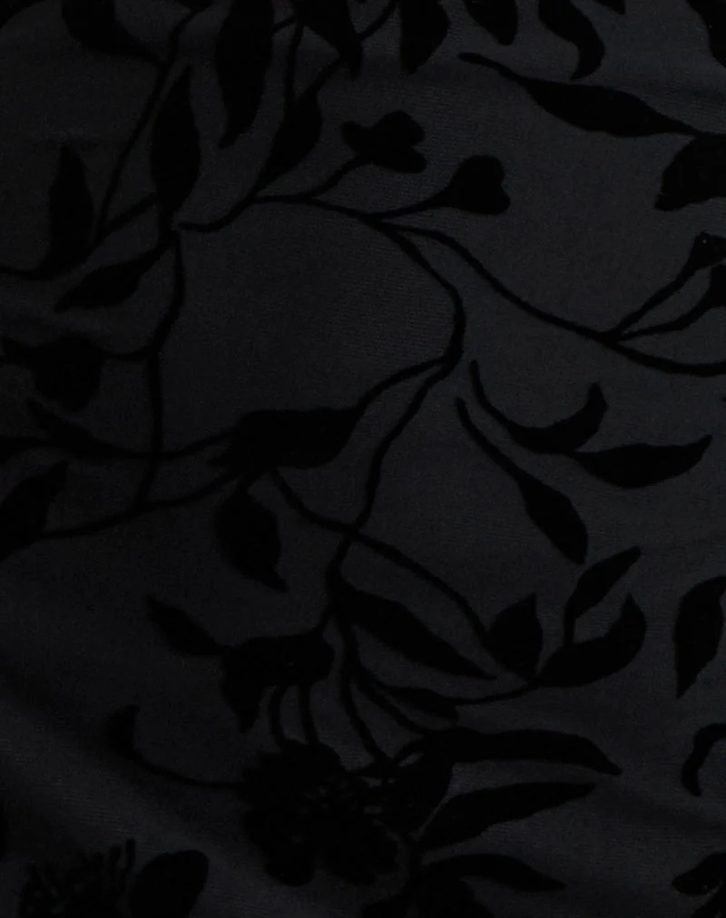 Selca Mini Robe en Flock Leaf Flower Black