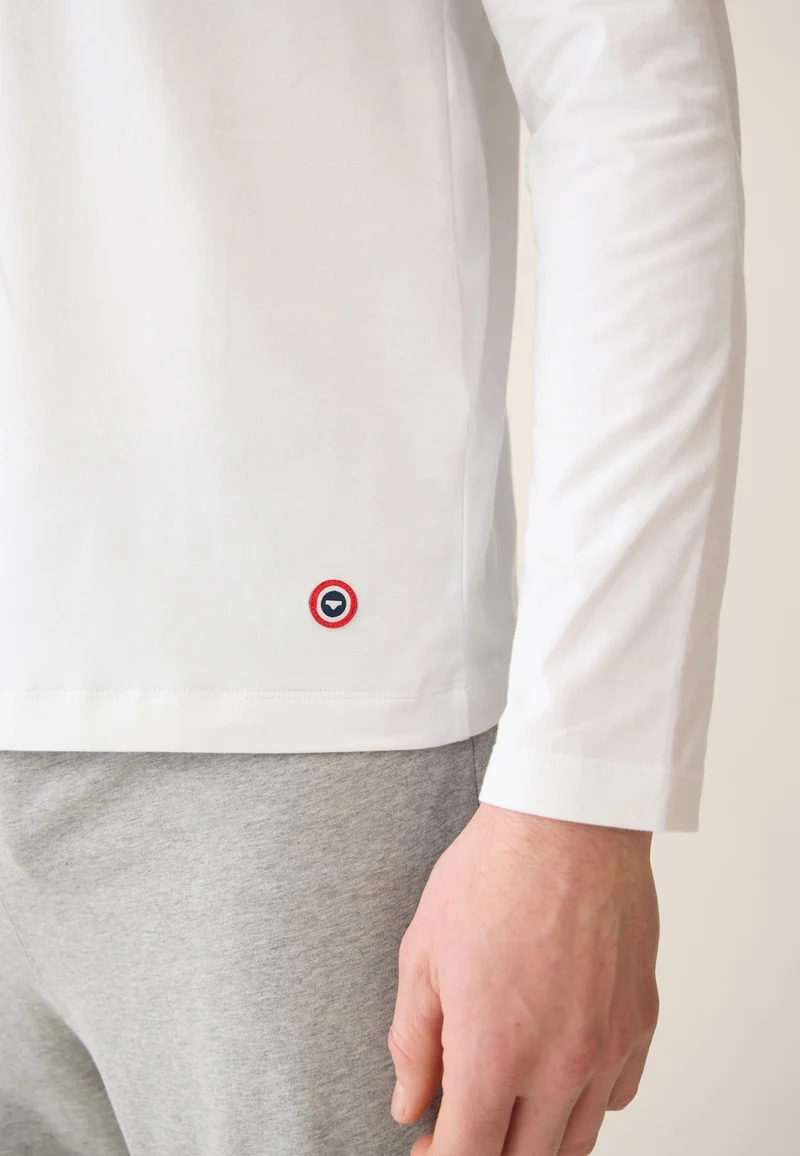 T-shirt homme blanc à manches longues en coton - Superbe Blanc