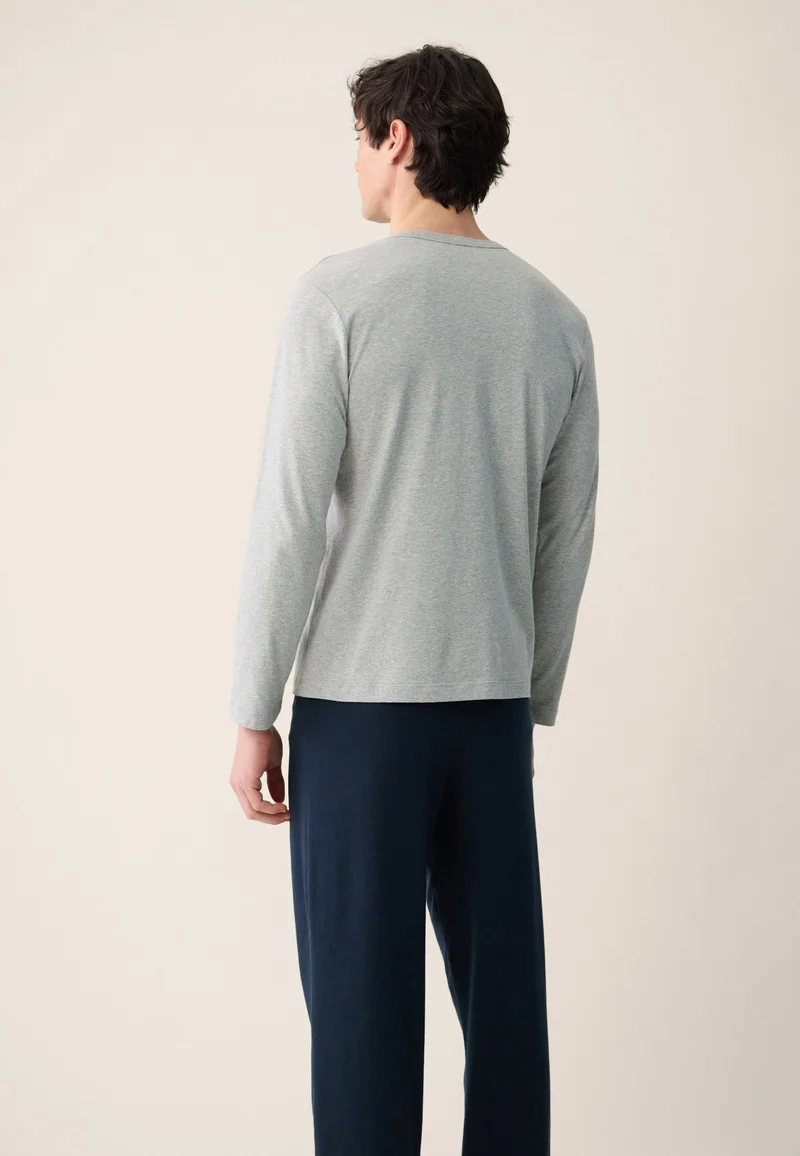 T-shirt homme gris à manches longues en coton - Superbe Gris Chine