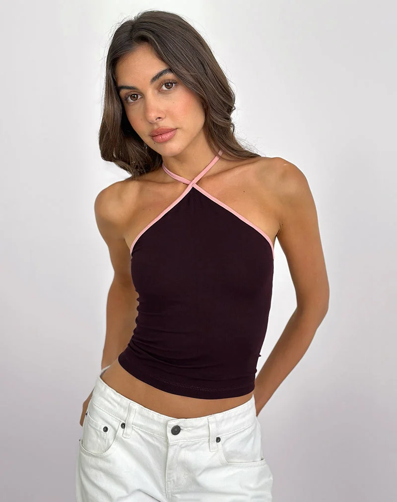 Top dos nu en Redwood avec Pink Lady Binding