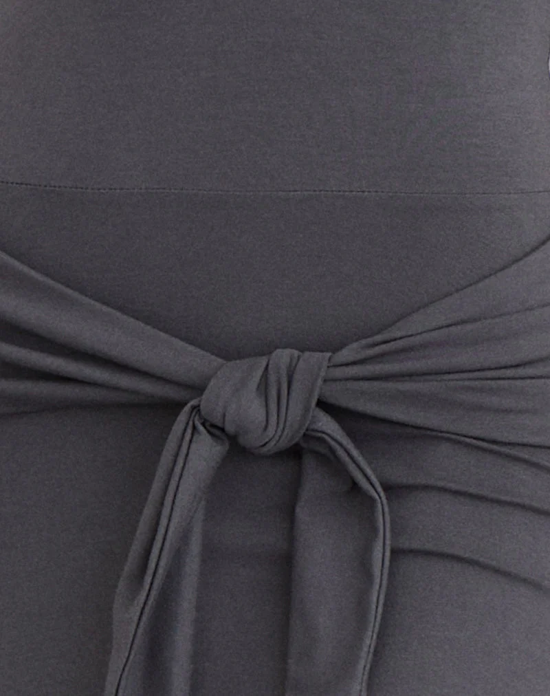 Robe midi asymétrique Philipa en jersey gris anthracite