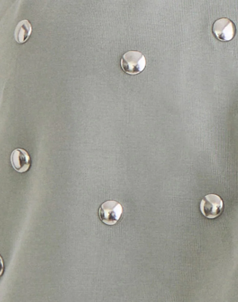 Haut plongeant Karise en cupro gris clair