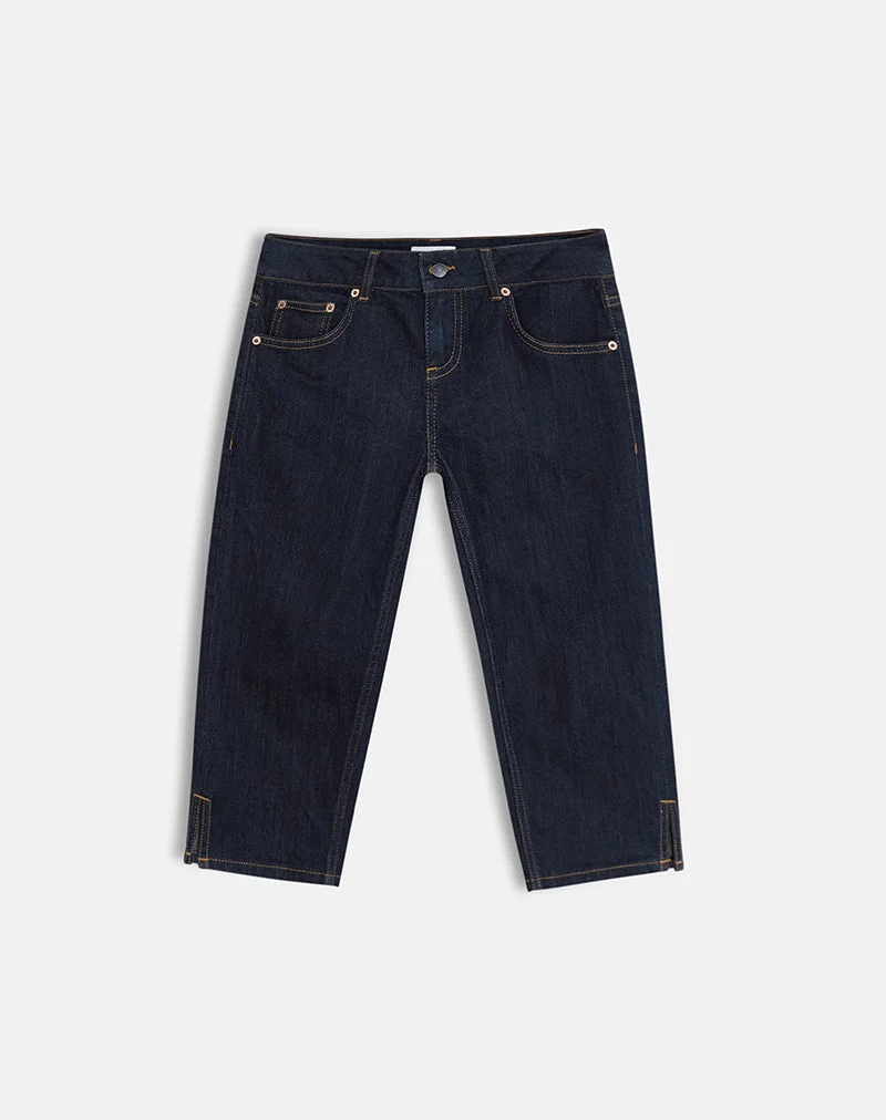 Pantalon capri en denim indigo