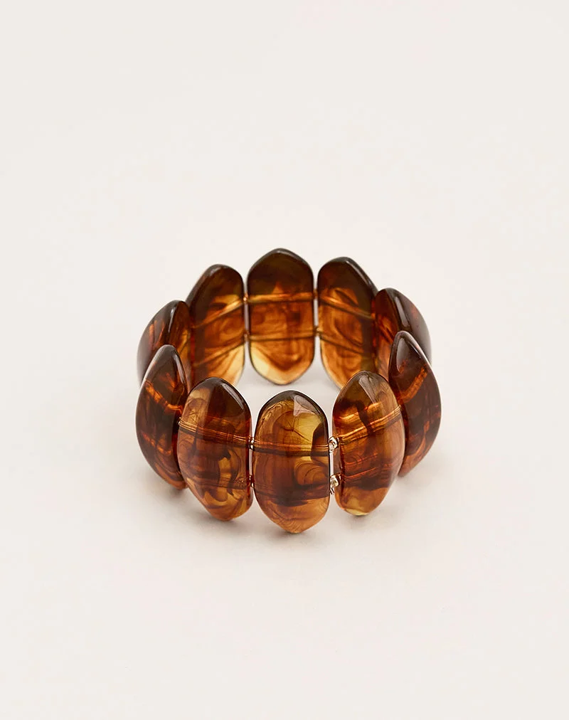 Bracelet rigide « Elas » en acrylique marron