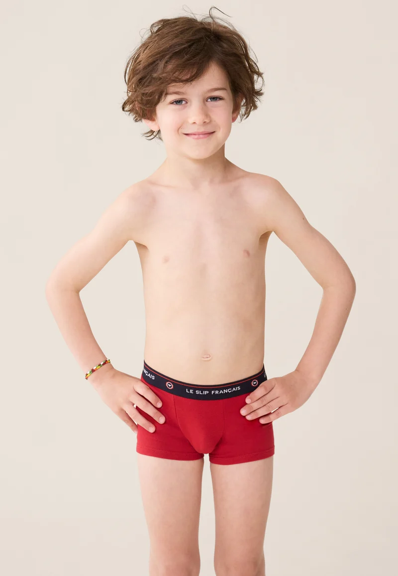 Boxer enfant rouge en coton - Petit Joseph Rouge Cerise
