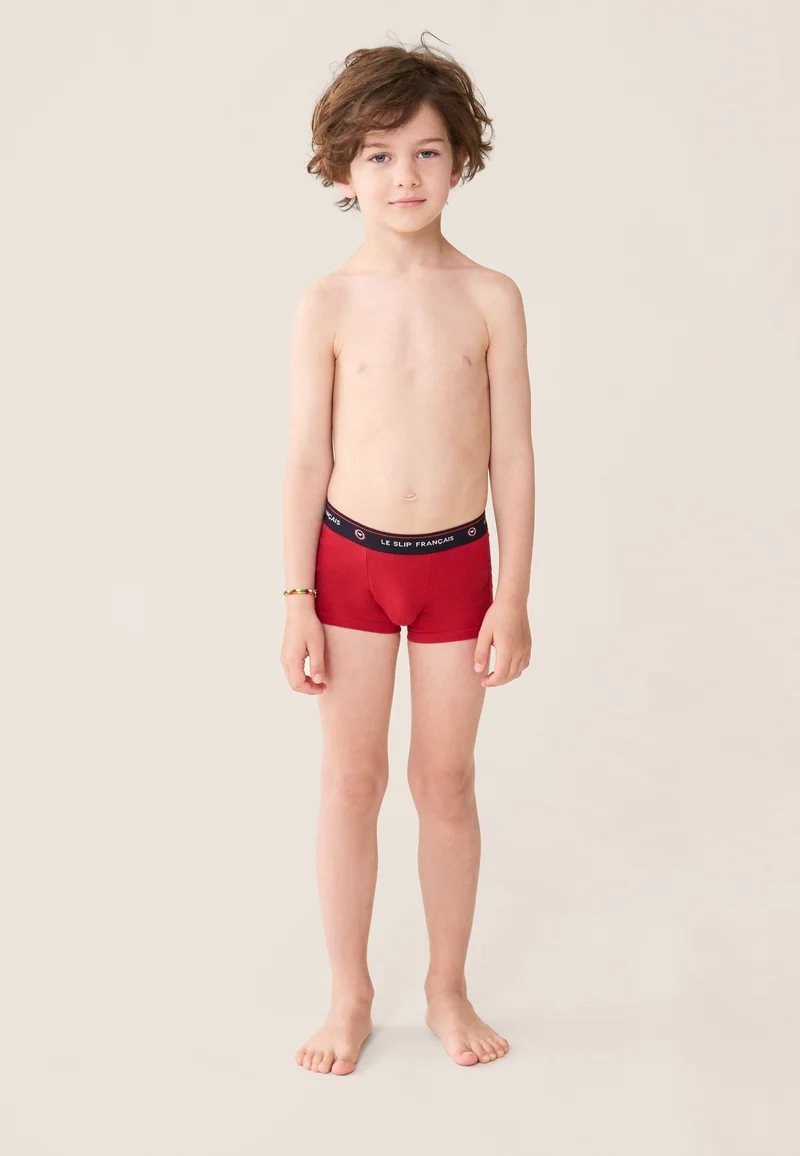 Boxer enfant rouge en coton - Petit Joseph Rouge Cerise