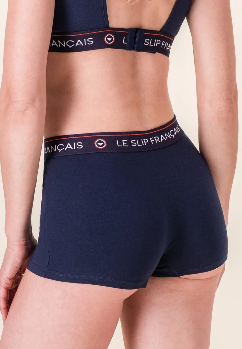 Culotte boxer femme marine en coton - Fougueuse Marine