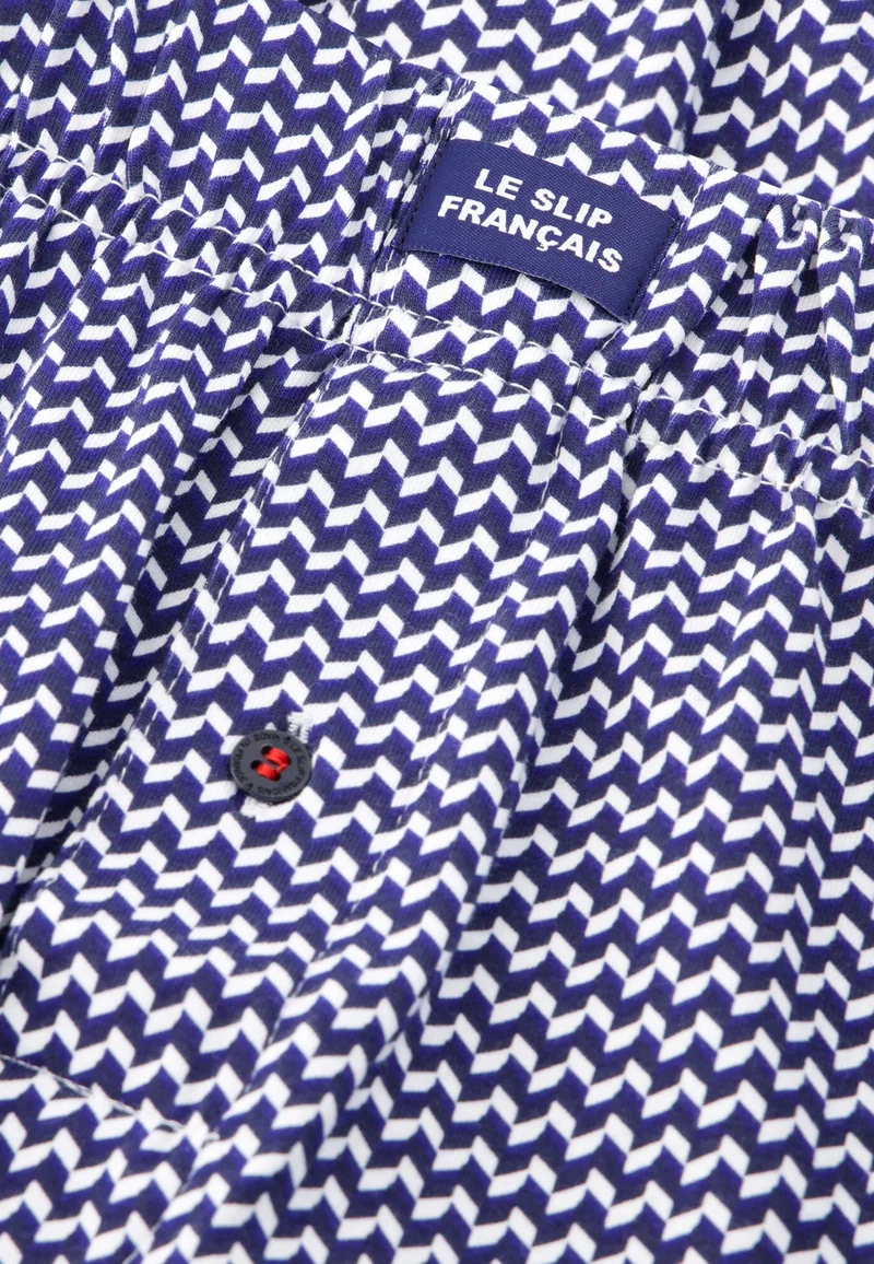 Caleçon à chevrons bleu blanc noir en jersey de coton - Fredo Chevron