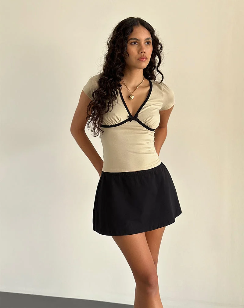 Top Tasina en lait de coco avec bordure noire