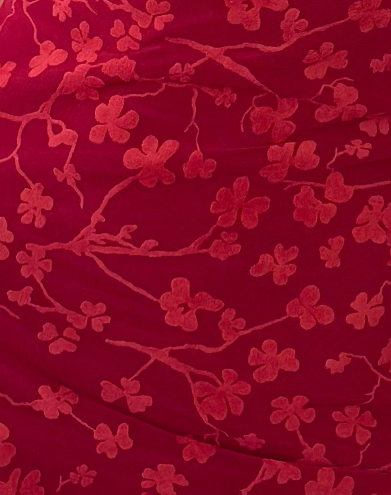 Mini robe Lashka en flocage floral grunge rouge