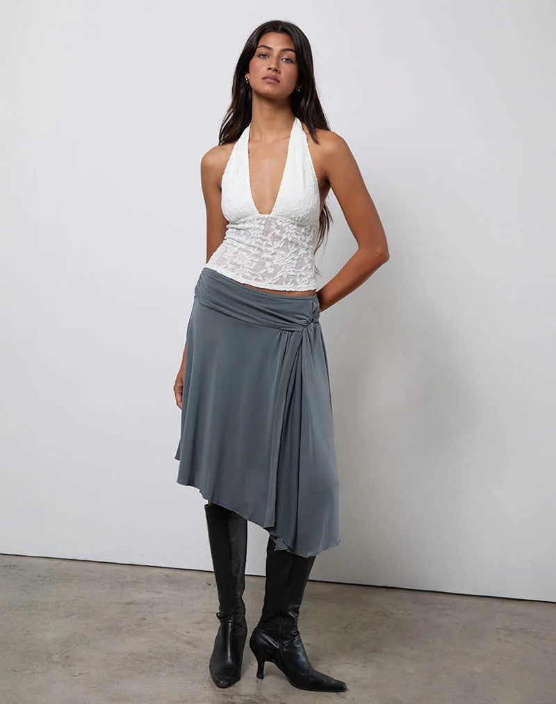 Jupe midi asymétrique Harlan, gris Cupro