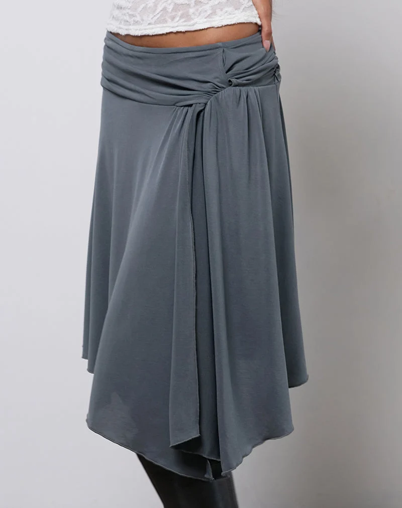 Jupe midi asymétrique Harlan, gris Cupro