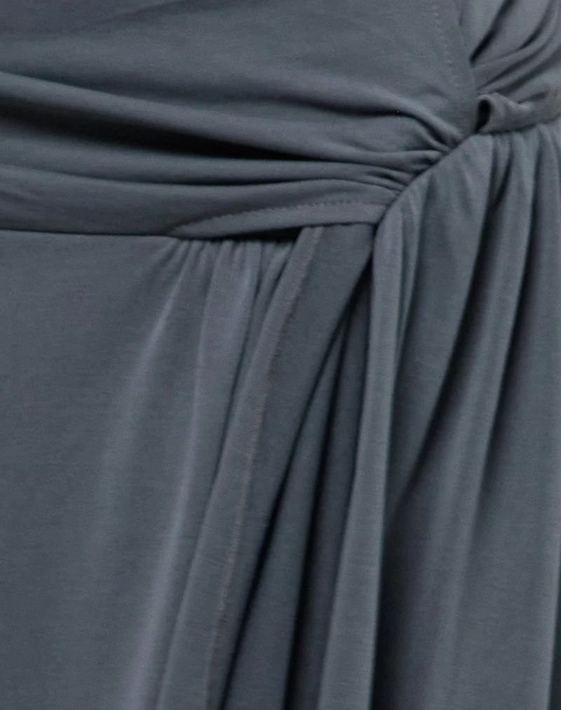 Jupe midi asymétrique Harlan, gris Cupro