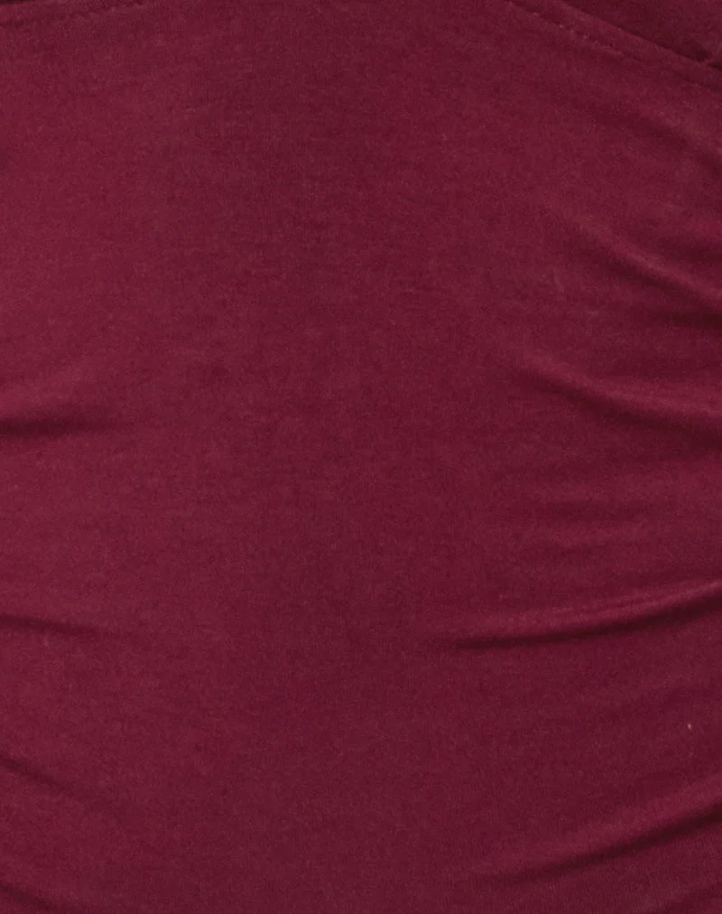 Cosmo Halterneck Top in Jersey Burgundy