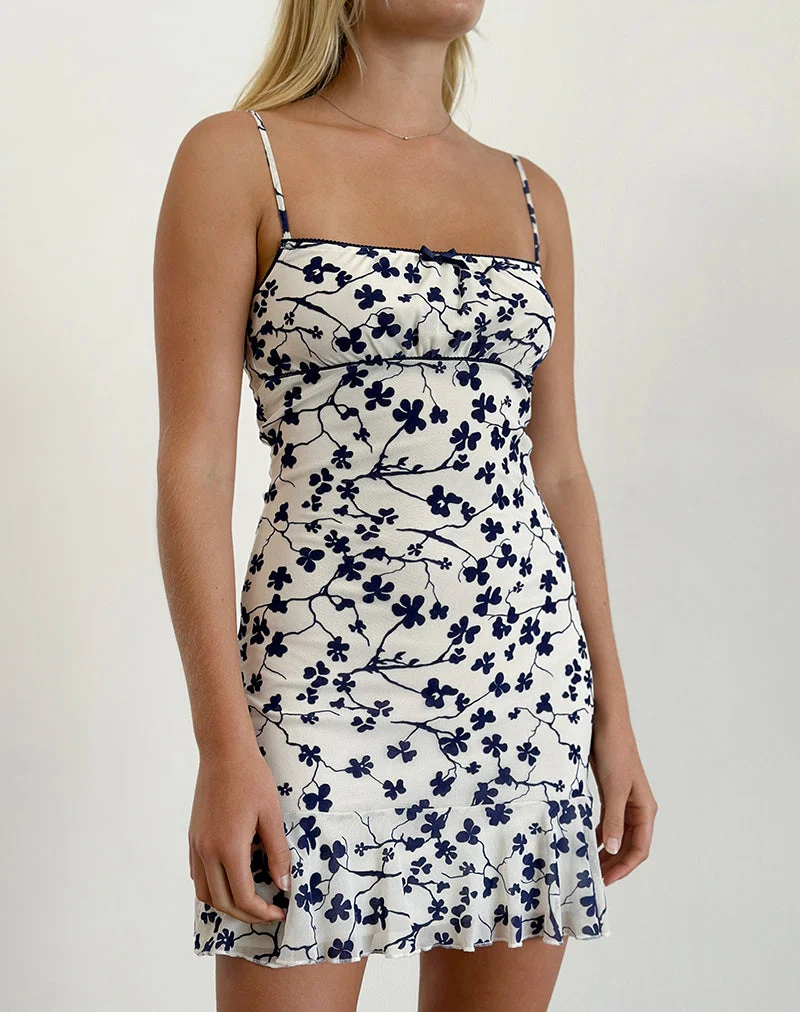 Mini robe Tery en flocage floral grunge crème