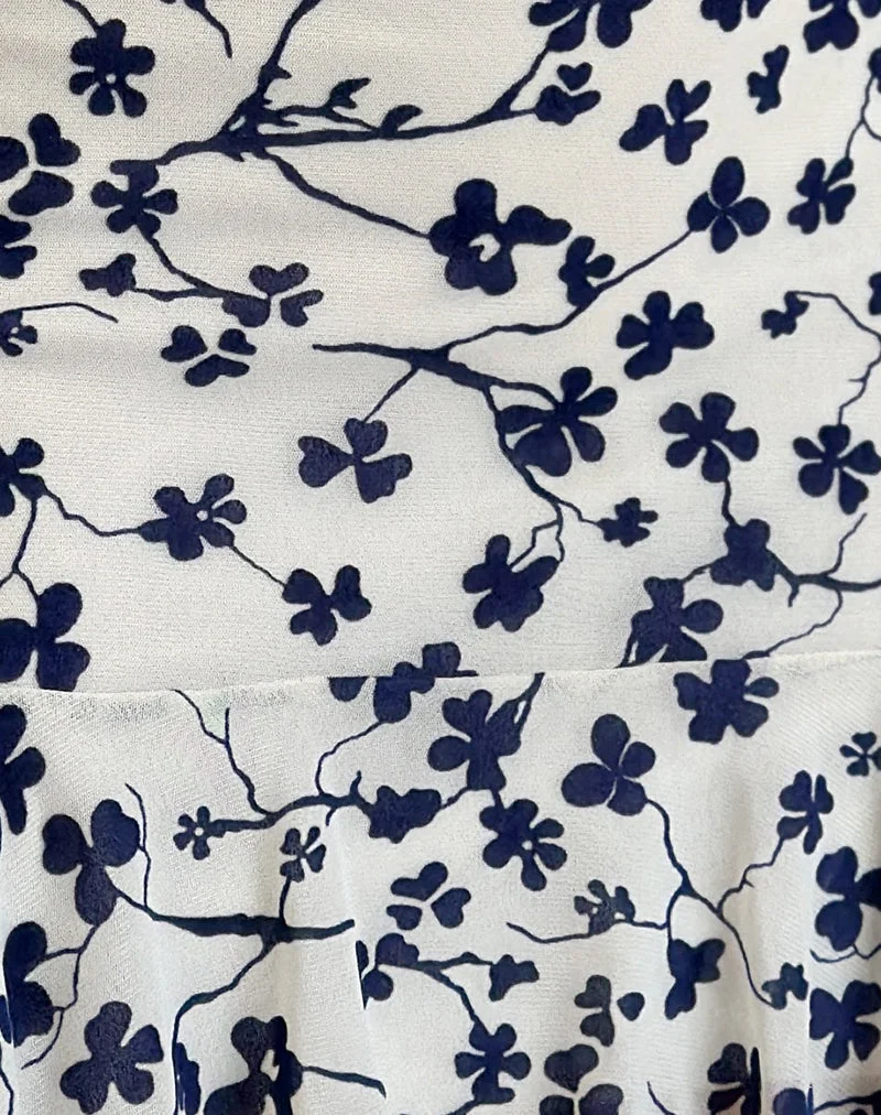 Mini robe Tery en flocage floral grunge crème