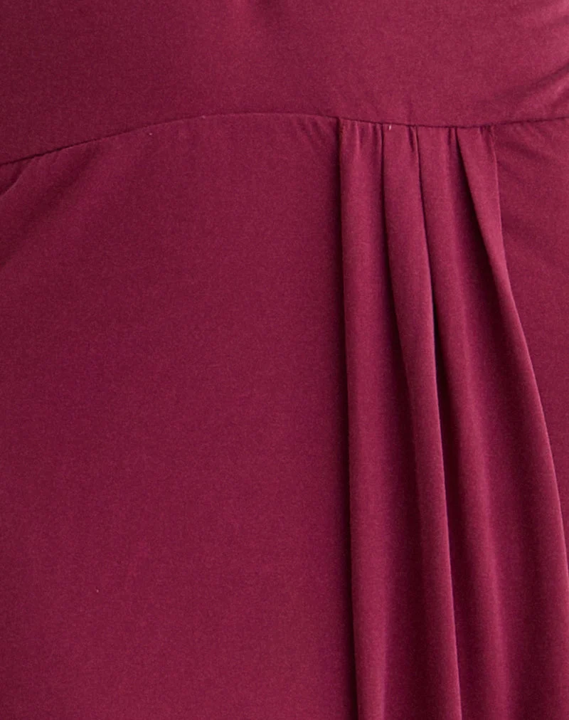 Robe longue Ryoko en cupro bourgogne
