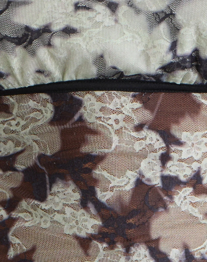 Haut Laluna en silhouette feuille ivoire noir