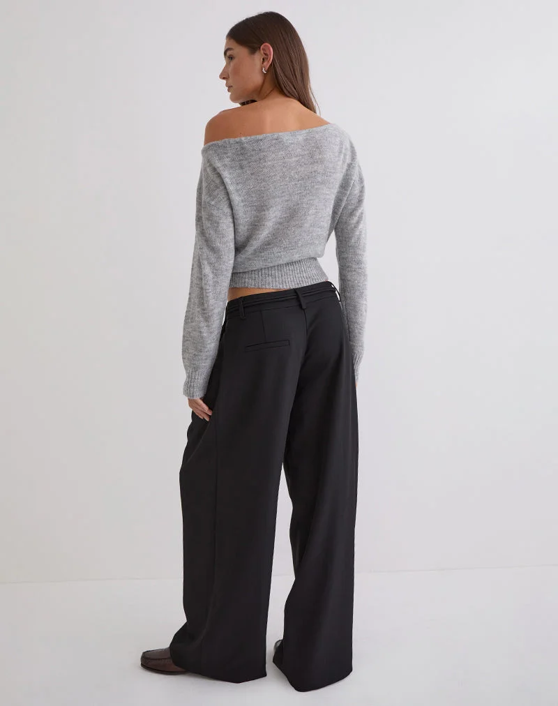 Pantalon à taille nouée Rivela, noir
