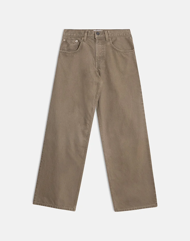 Jean ample taille basse couleur bronze